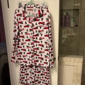 Women’s Holiday Pajama Set with Red Truck Print